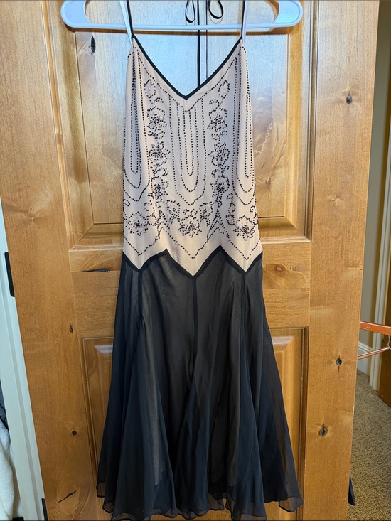 BCBGMaxAzria Dresses & Skirts - Beaded Two-Tone Slip Dress — Black and Nude BCBGMaxAzria